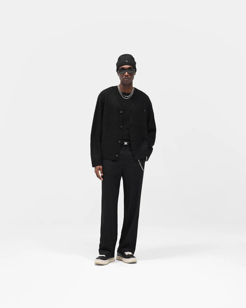 Textured Knit Cardigan - Jet Black