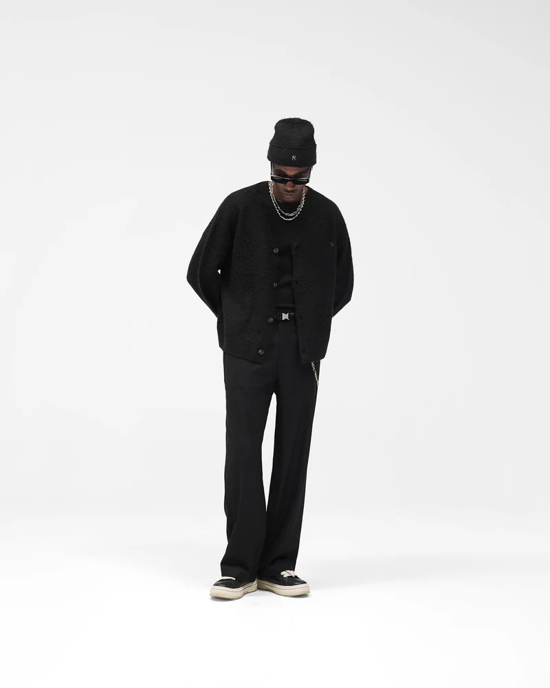 Textured Knit Cardigan - Jet Black