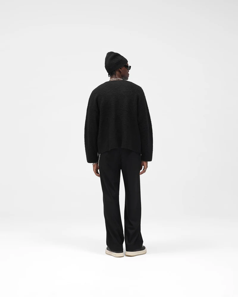 Textured Knit Cardigan - Jet Black