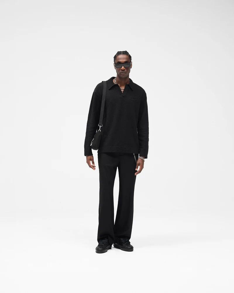 Knitted Polo - Jet Black