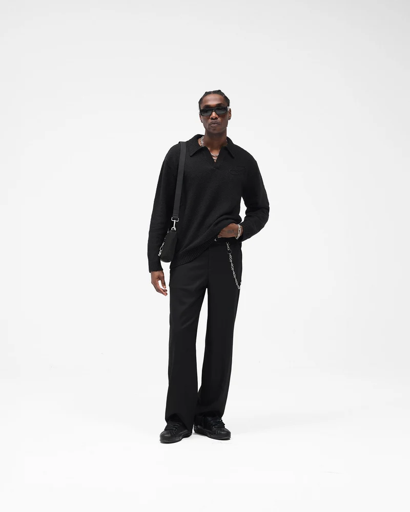 Knitted Polo - Jet Black