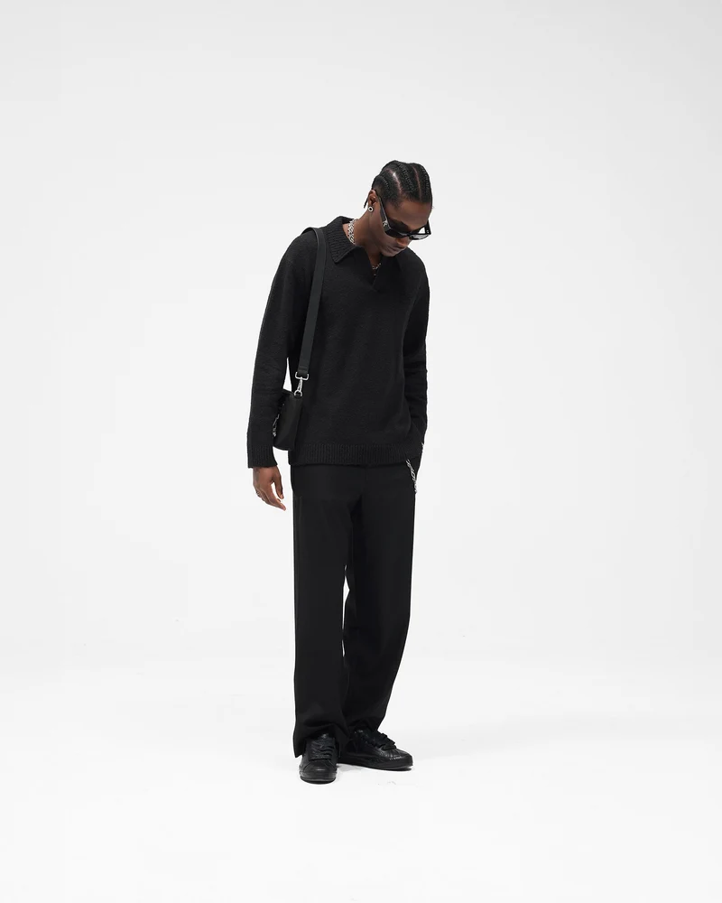 Knitted Polo - Jet Black