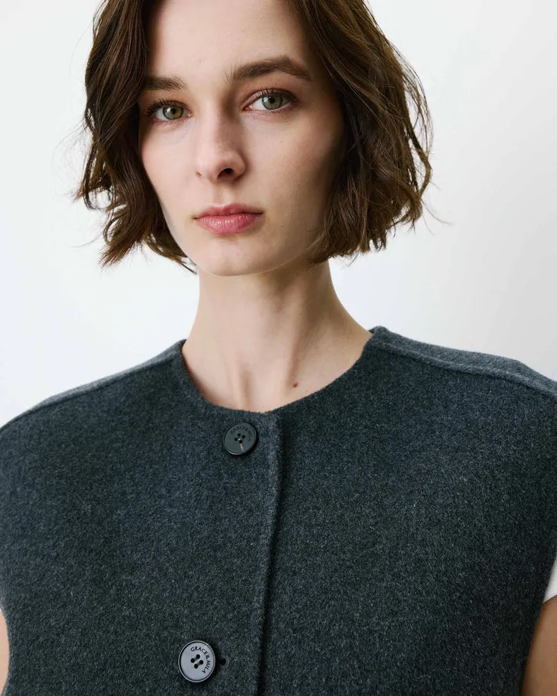 Veste sans manches oversize anthracite Adagio