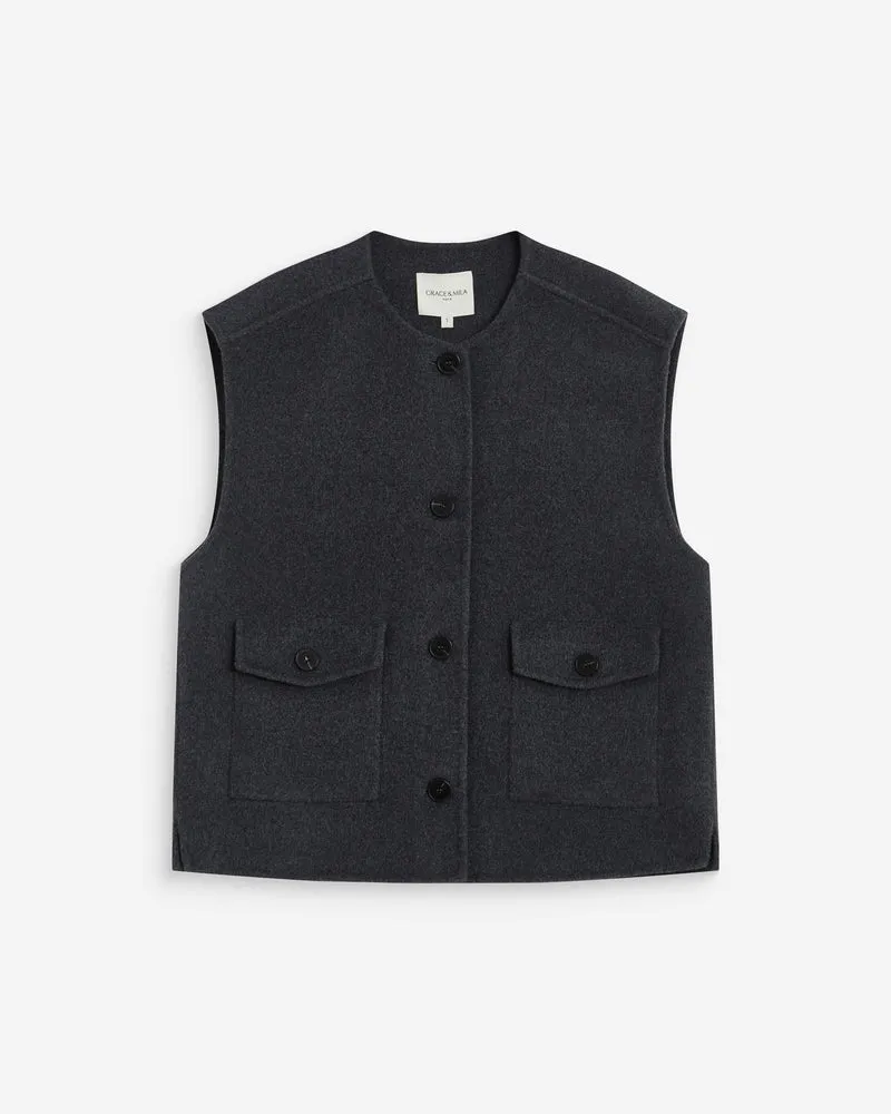 Veste sans manches oversize anthracite Adagio