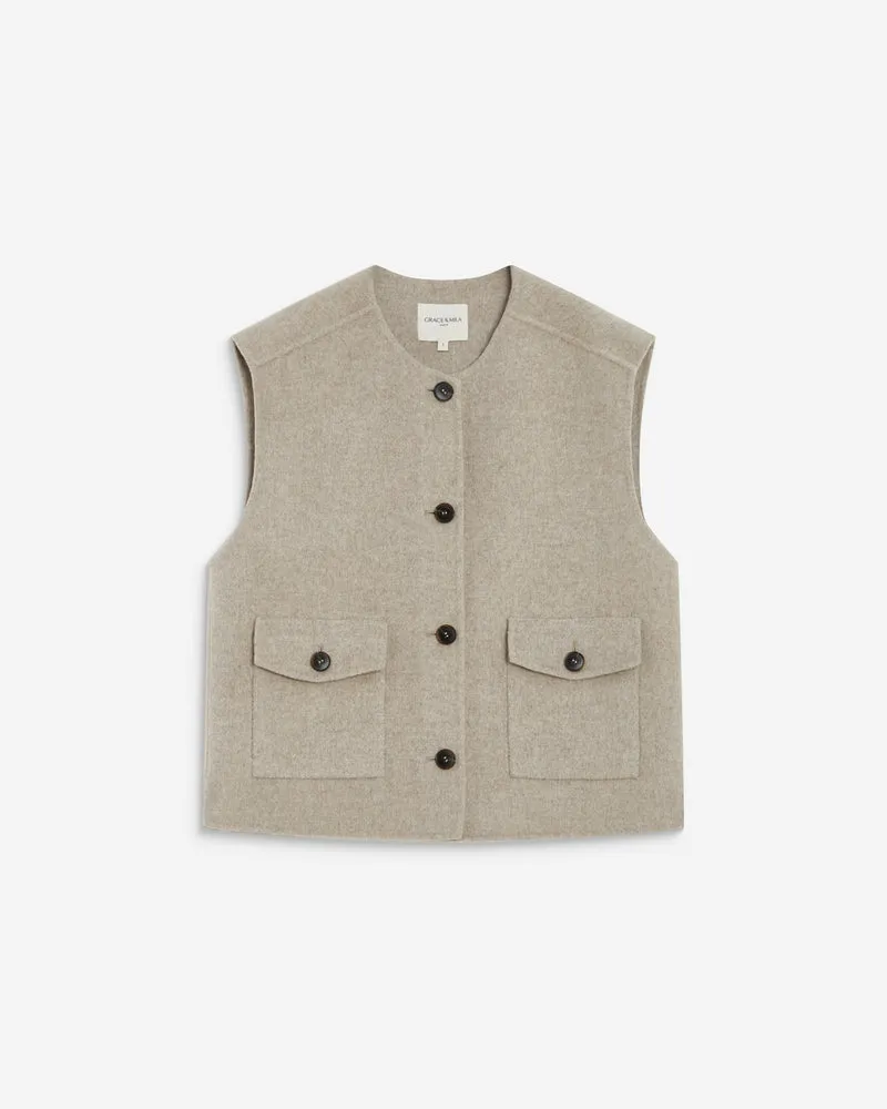 Veste sans manches oversize sable Adagio