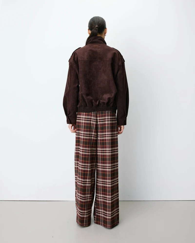 Veste oversize suédine col montant chocolat Arielle