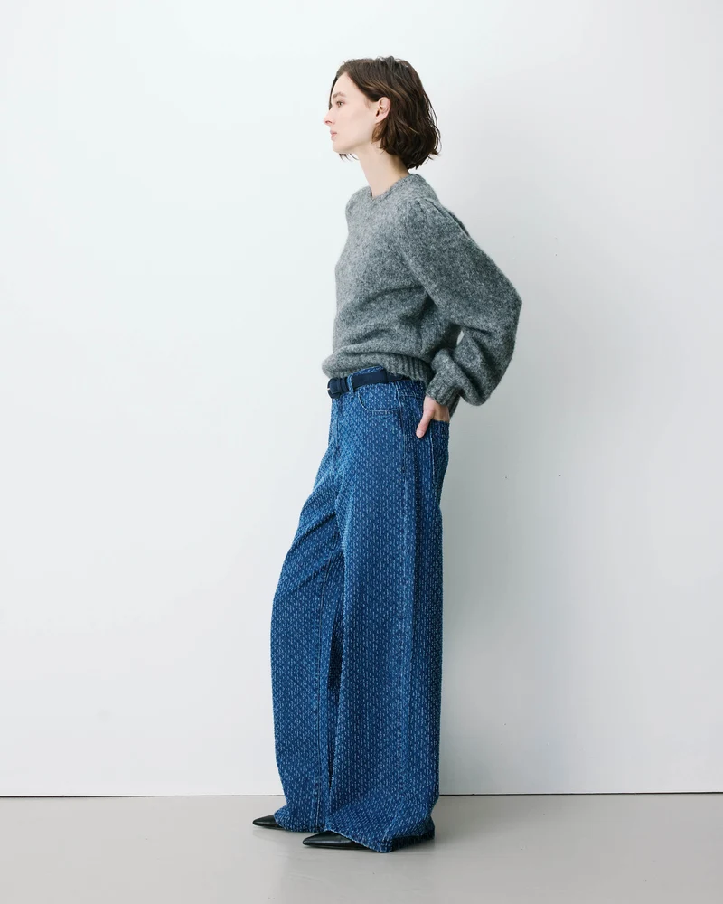 Jean taille haute loose imprimé mediumblue Socca