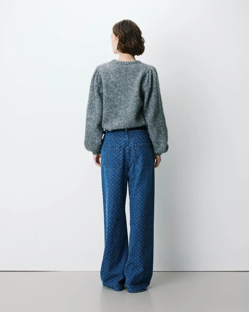 Jean taille haute loose imprimé mediumblue Socca