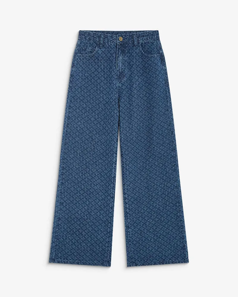 Jean taille haute loose imprimé mediumblue Socca