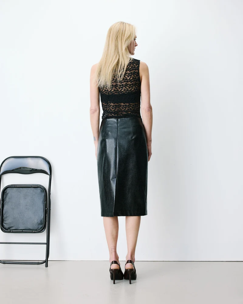 Jupe fourreau similicuir taille haute croco Acacia
