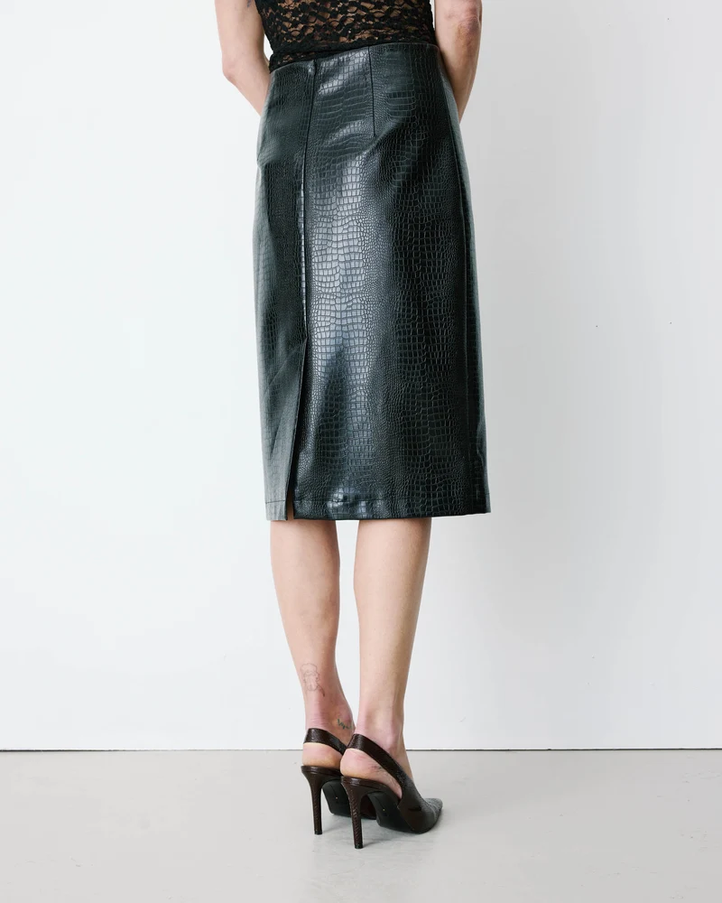 Jupe fourreau similicuir taille haute croco Acacia