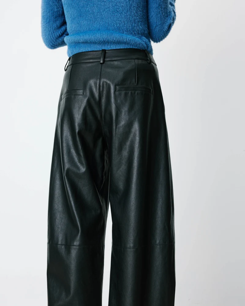 Pantalon barrel similicuir noir Alfie