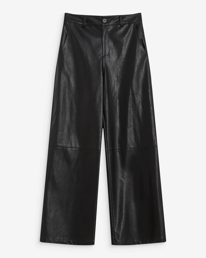 Pantalon barrel similicuir noir Alfie