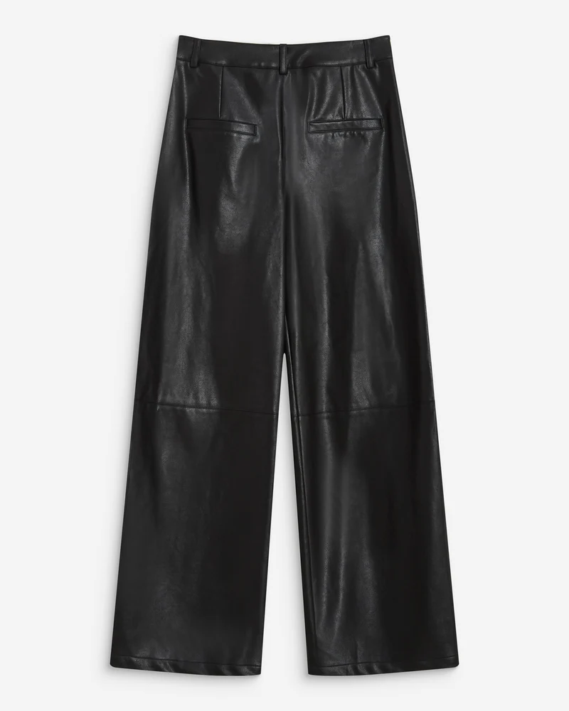 Pantalon barrel similicuir noir Alfie