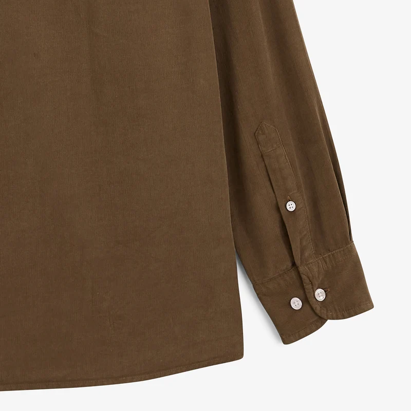 Chemise manches longues 100% coton milleraies marron