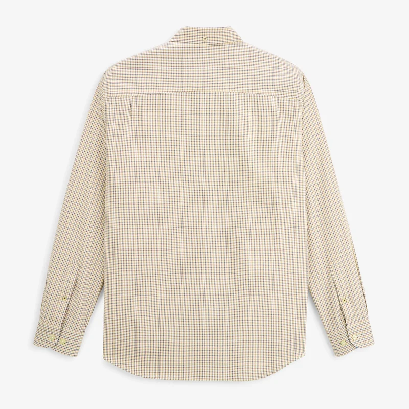 Chemise manches longues coton à carreaux jaune moutarde