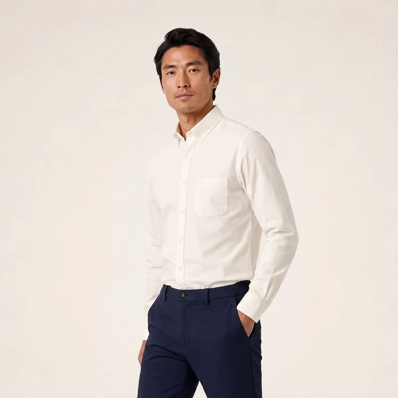 Chemise manches longues en popeline de coton blanche