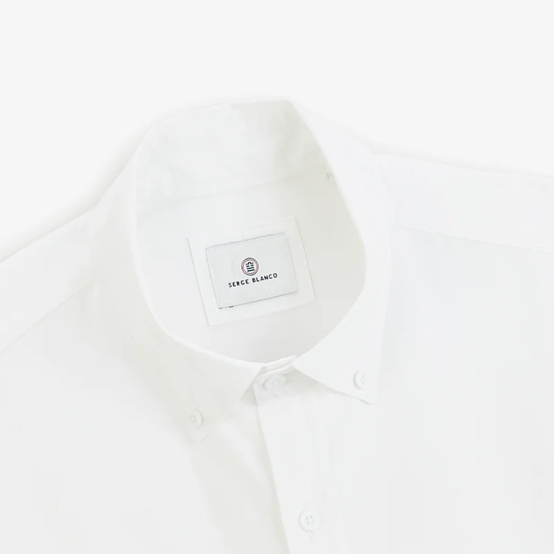 Chemise manches longues en popeline de coton blanche