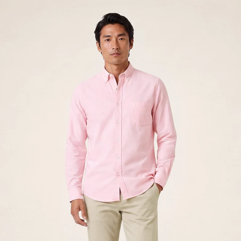 Chemise manches longues Oxford coton rose sangle SB