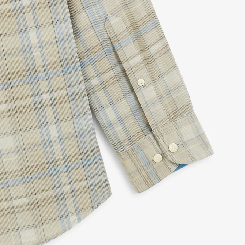 Chemise manches longues 100% coton velours côtelé gris