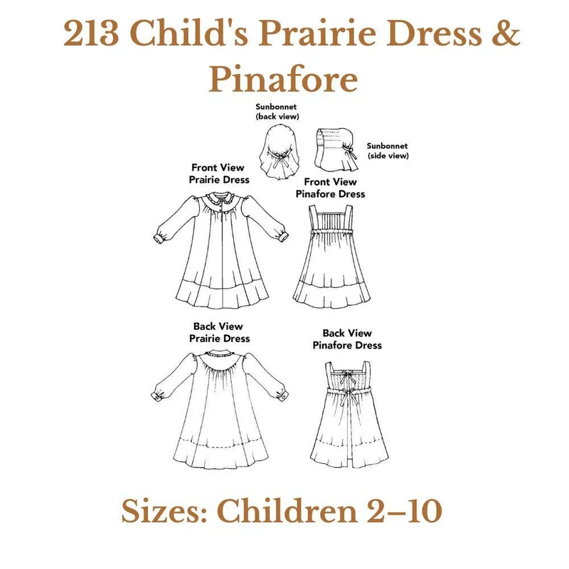 PATRON DE COUTURE PDF | 213 Robe et tablier prairie pour enfant | Folkwear