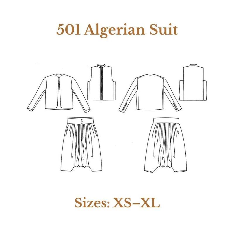 PATRON DE COUTURE PDF | 501 Costume algérien | Folkwear | UNISEXE