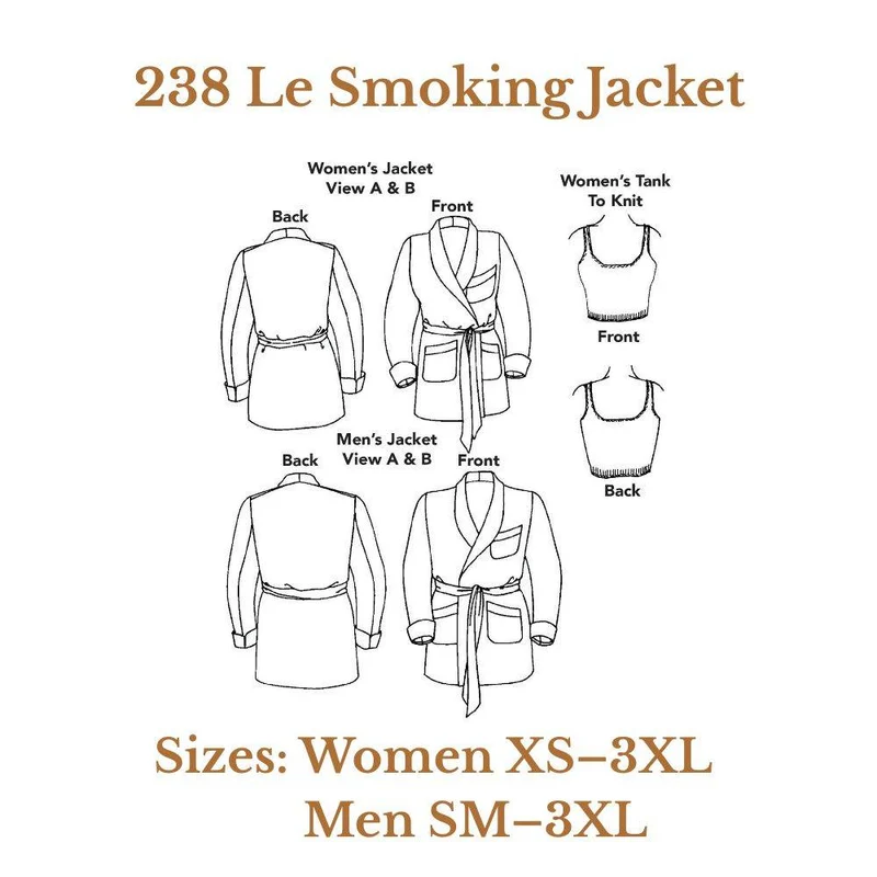 PATRON DE COUTURE PDF | 238 Veste Le Smoking | Folkwear | UNISEXE