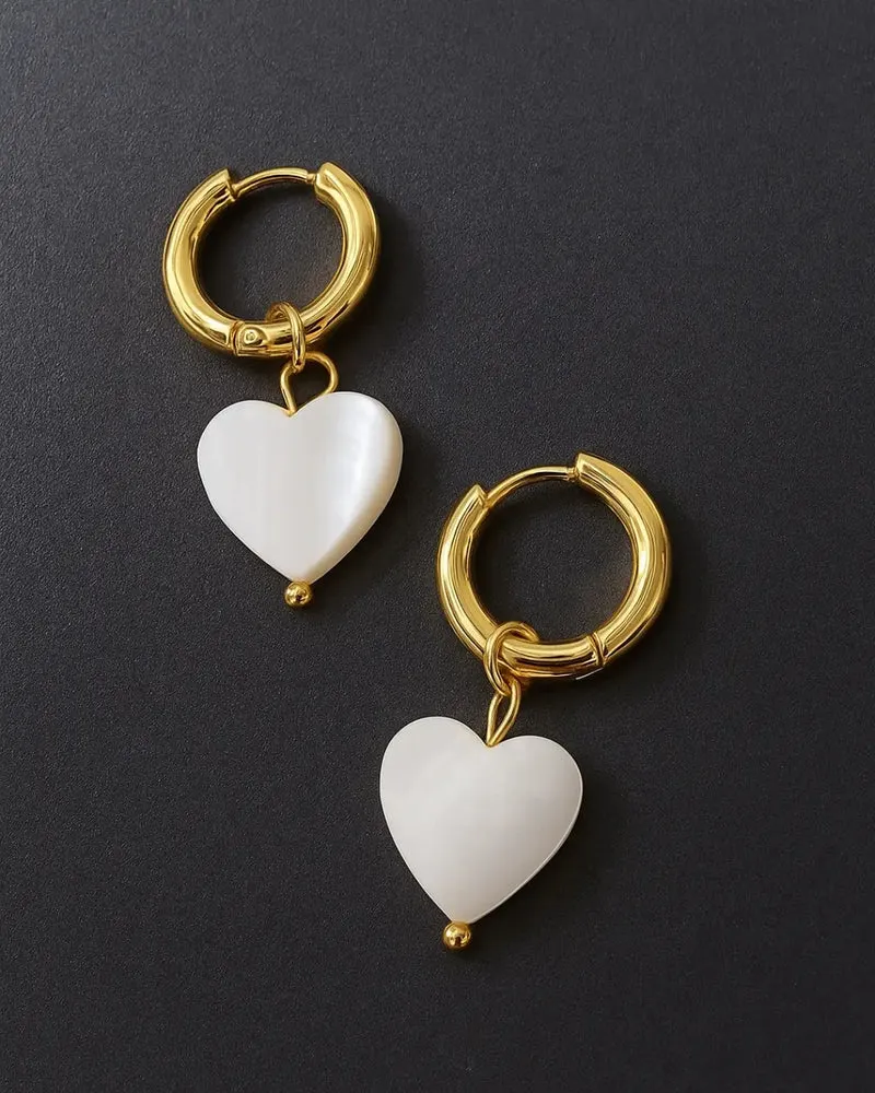 Boucles d'Oreilles Cœur Nacré - Irma