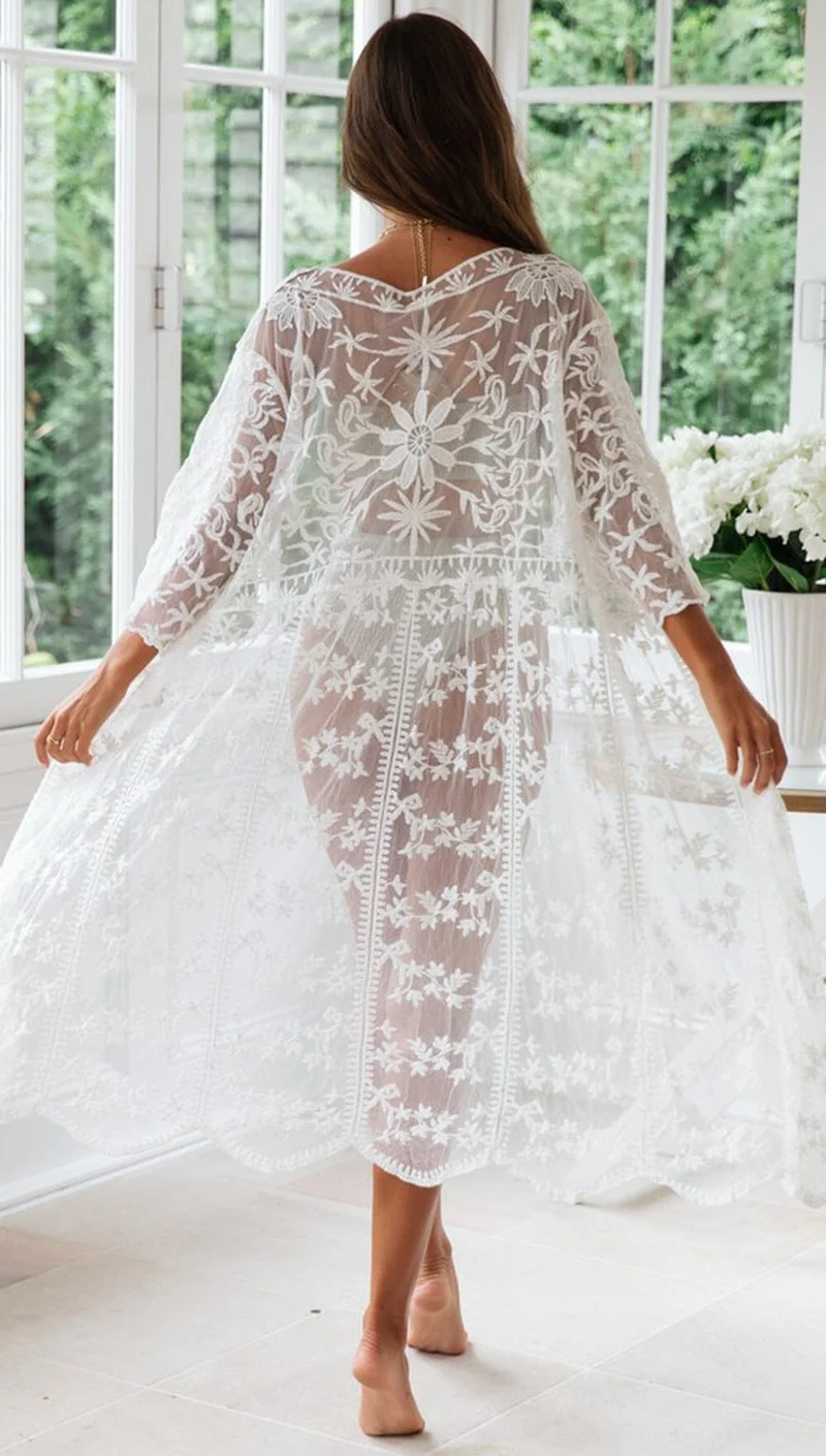 Kimono Dentelle Blanc - Elisabeth