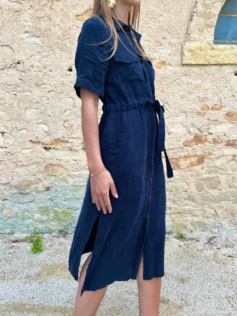 Robe Chemise Bleu Marine - Constance
