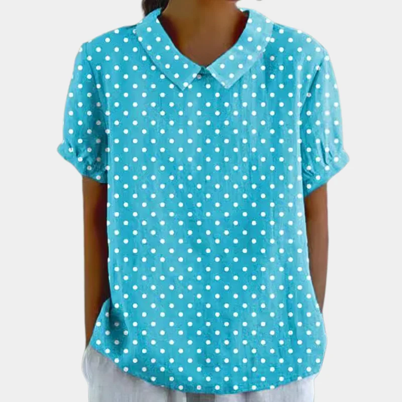 Bruna Blouse Femme – Haut Décontracté à Manches Courtes avec Imprimé Fleuri Pastoral & Col Rond