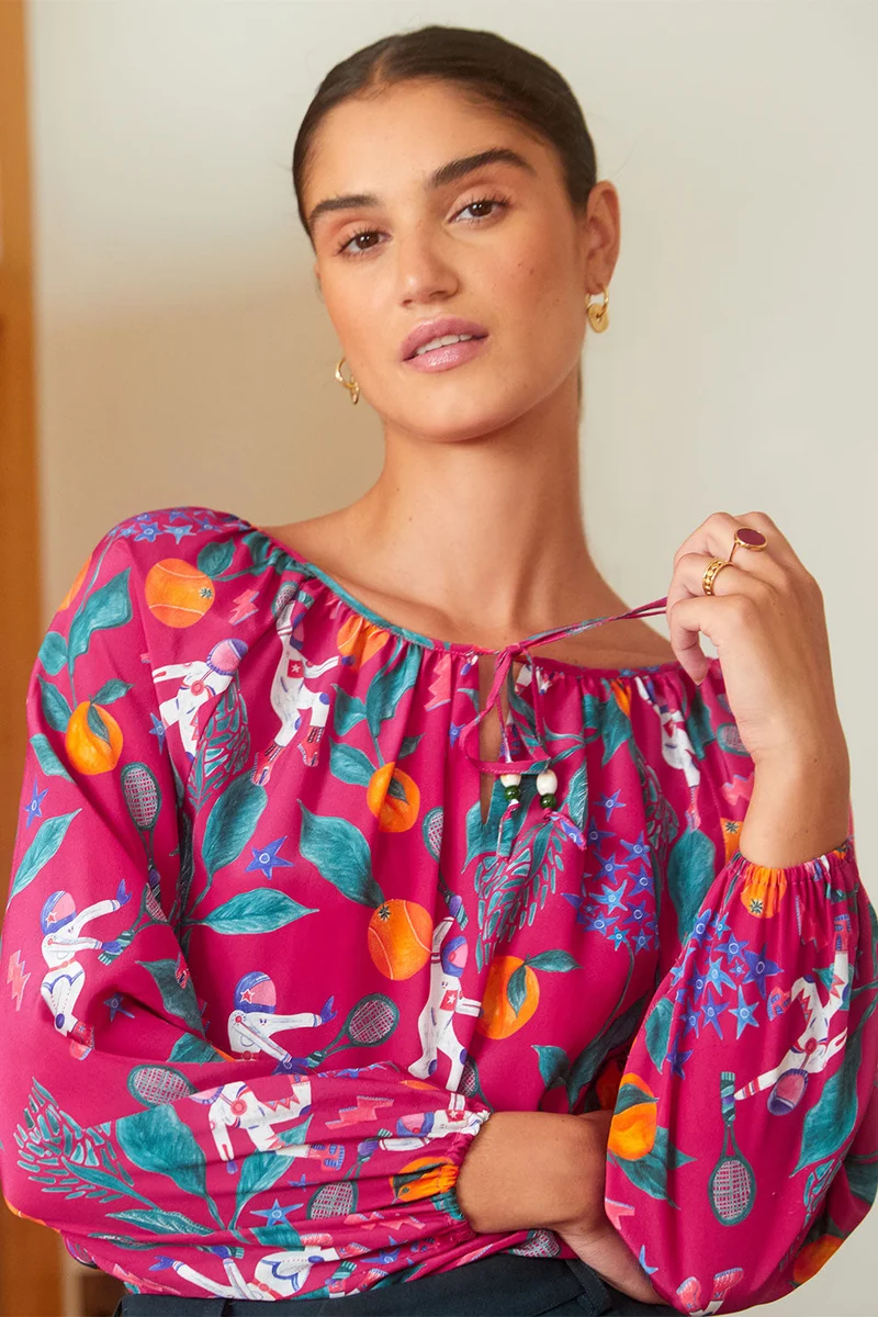 Blouse Radieuse en soie Astro Tennis