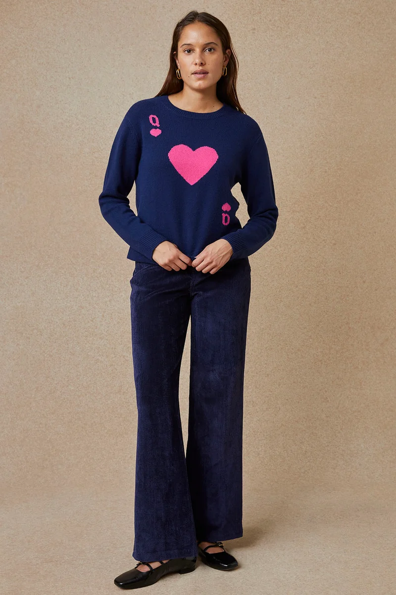 Pull Dame de Cœur Bleu en Laine