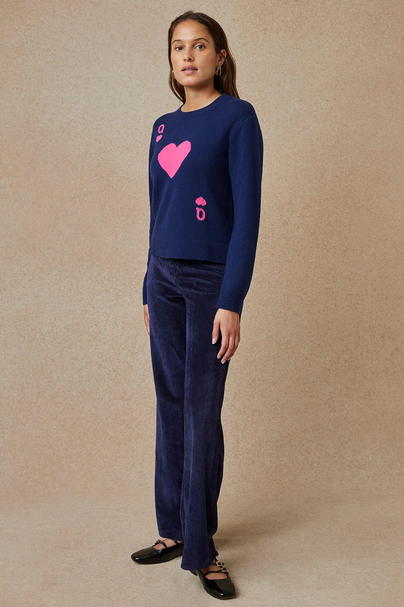 Pull Dame de Cœur Bleu en Laine