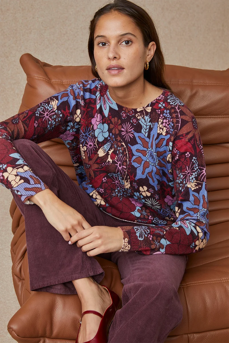 Pull Trèfle Rubis en Laine