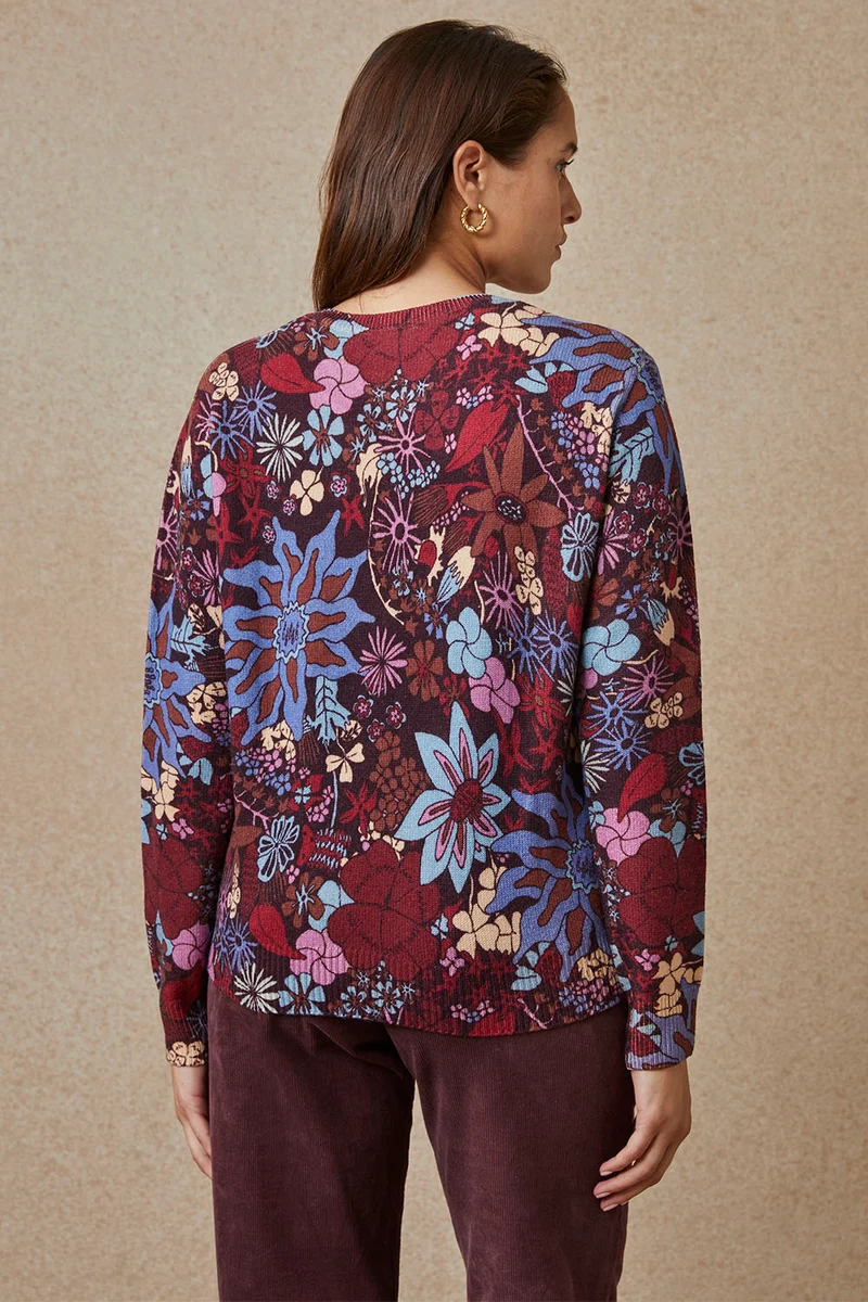 Pull Trèfle Rubis en Laine