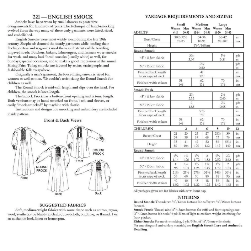 PATRON DE COUTURE PDF | 221 Sarrau anglais | Folkwear | UNISEXE