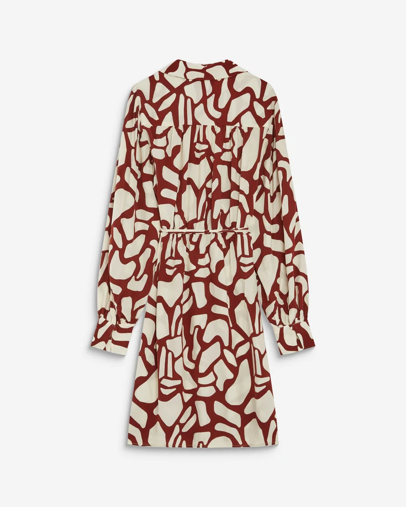 Robe courte portefeuille à motif terracotta Anika