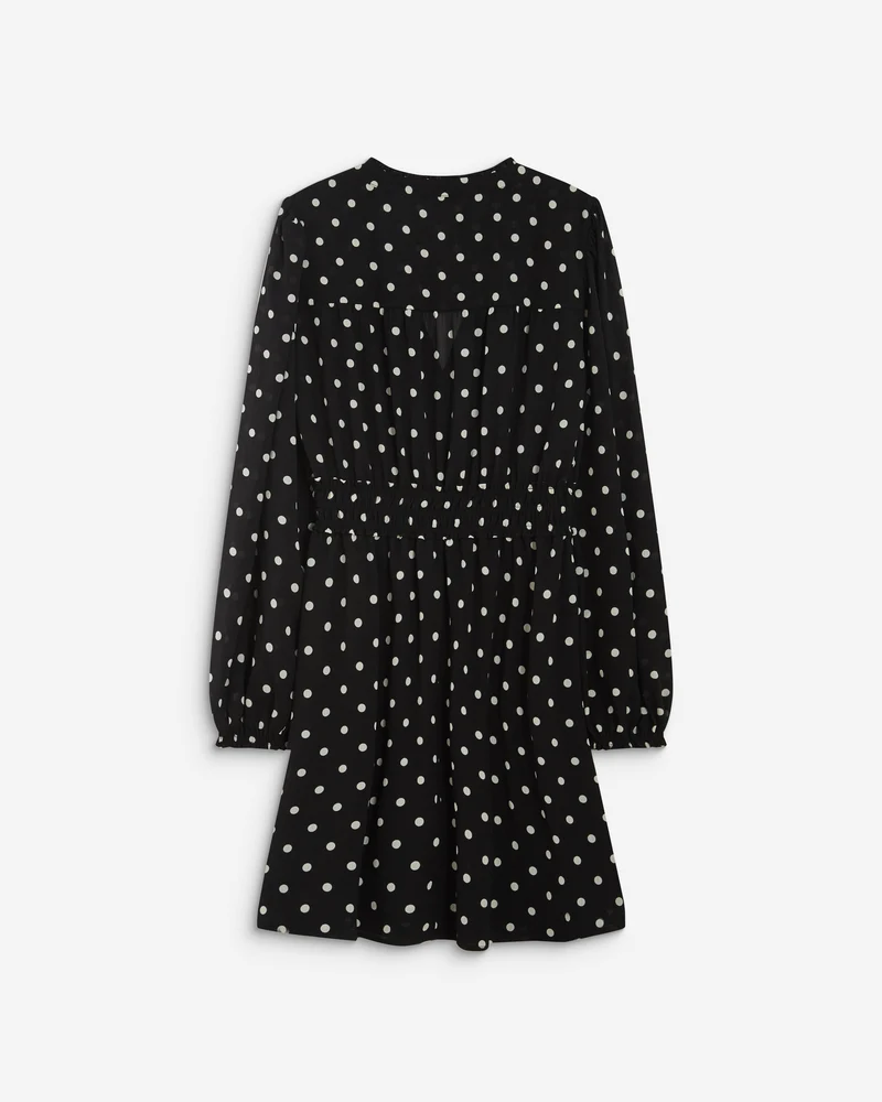Robe courte fluide manches longues bouffantes pois Ailona