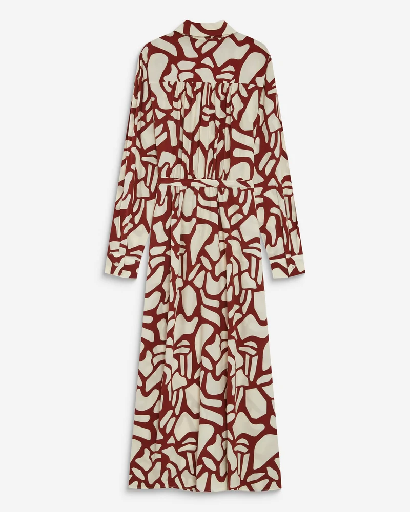 Robe chemise longue ceinturée à motif terracotta Aveline