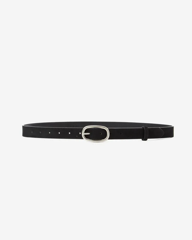 Ceinture en suédine boucle argenté noir Abbey