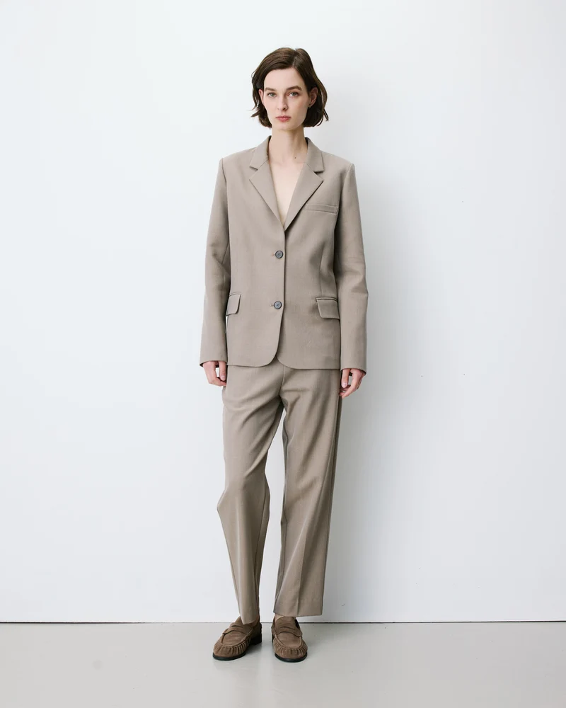 Blazer droit simple boutonnage à poches beige Alarick