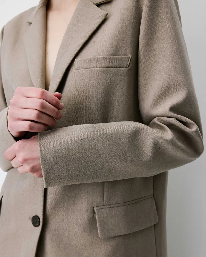 Blazer droit simple boutonnage à poches beige Alarick