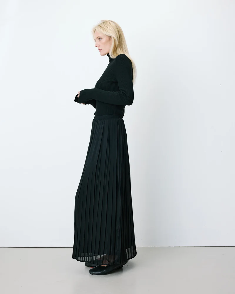 Jupe longue plissée noir Anissa