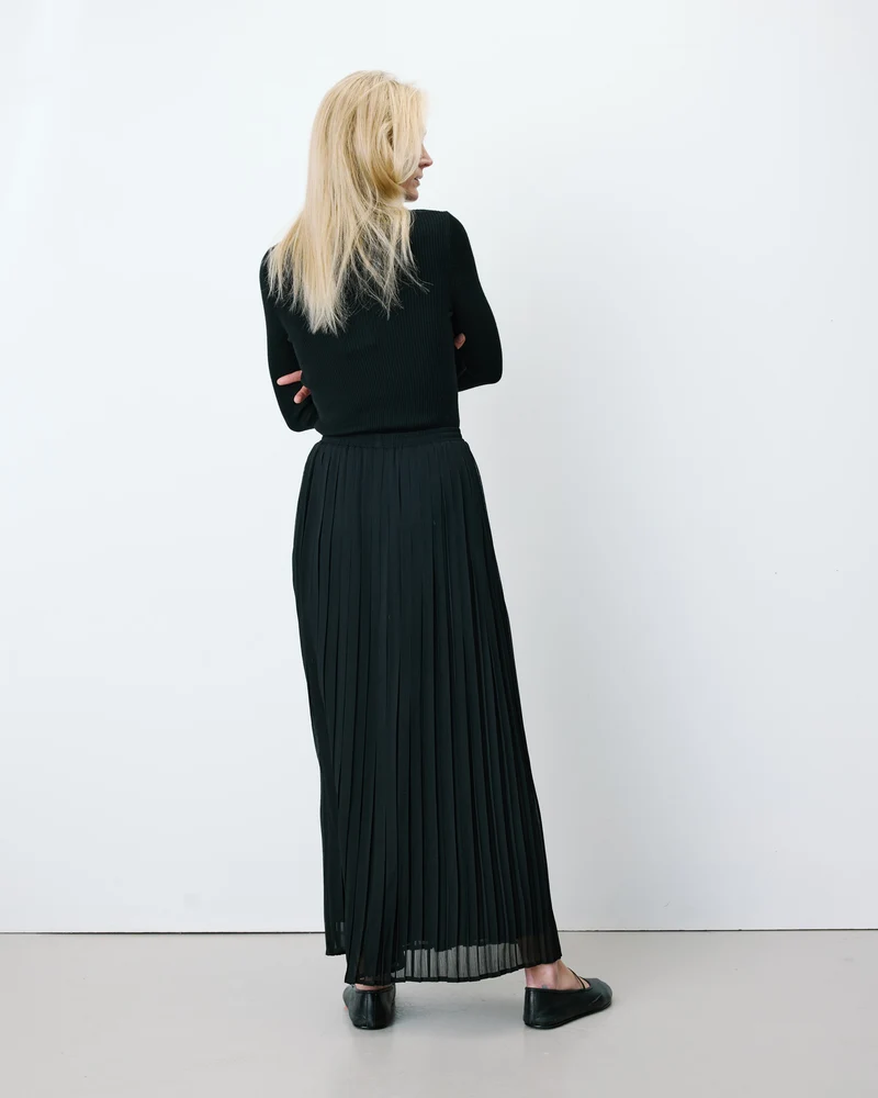 Jupe longue plissée noir Anissa