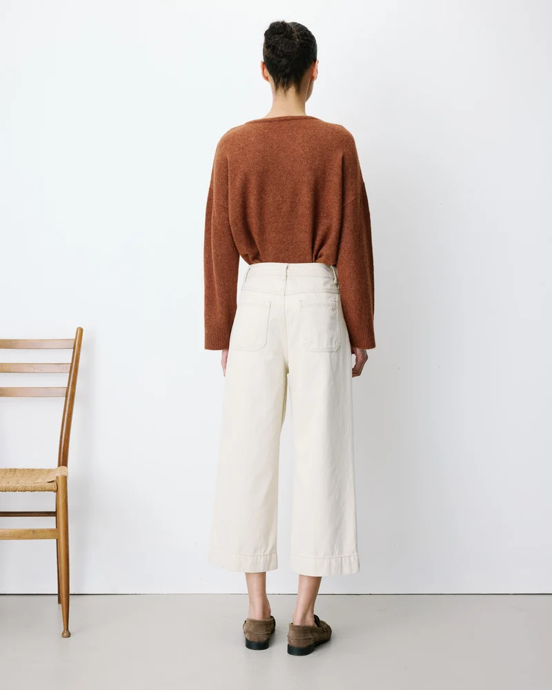 Jean 7/8 taille haute poches plaquées sable Johan