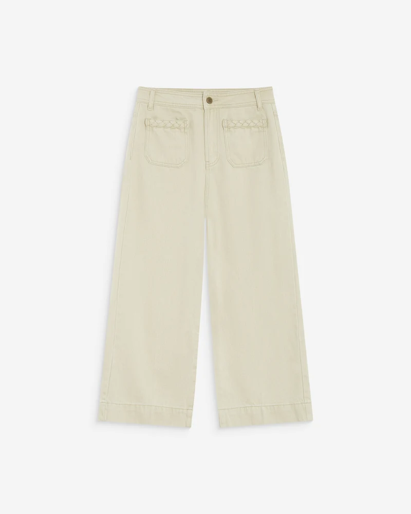 Jean 7/8 taille haute poches plaquées sable Johan