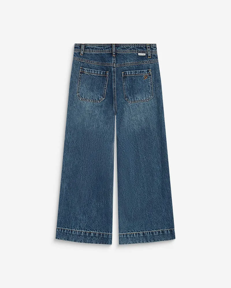 Jean 7/8 taille haute poches plaquées vintageblue Johan