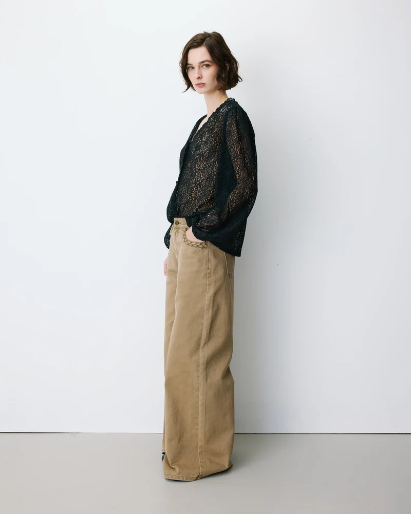 Jean jambe large poches tressées mocha Julian