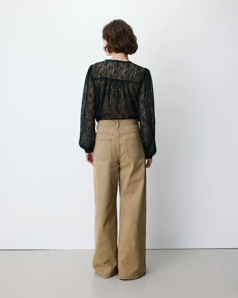 Jean jambe large poches tressées mocha Julian